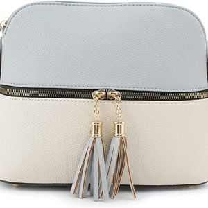 Lightweight Medium Dome Crossbody Bag Shoulder Bag with Tassel | Zipper